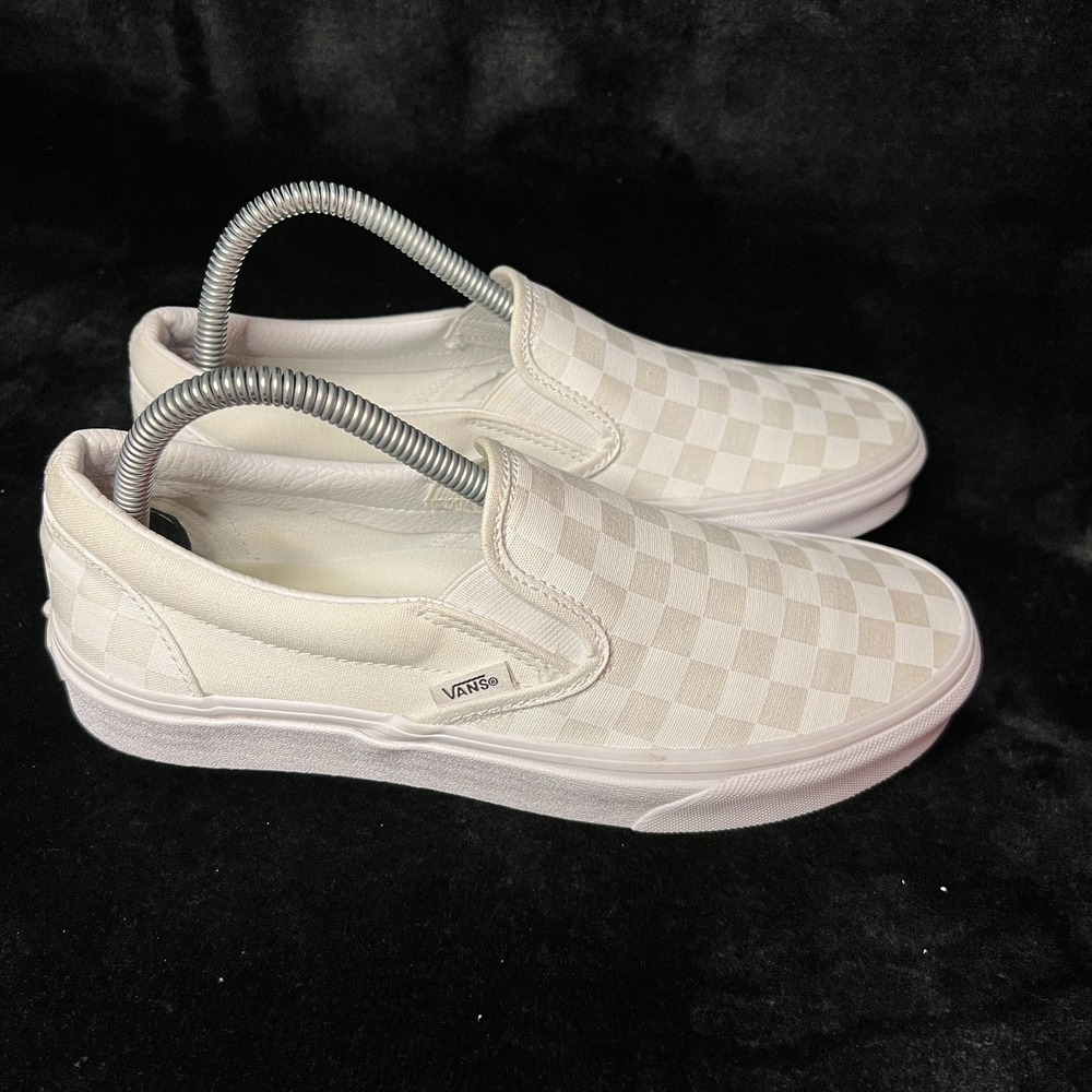 Vans Classic Slip On Unisex M7/W8.5 Sneakers White Checkerboard Skateboard Shoes - Picture 4 of 8